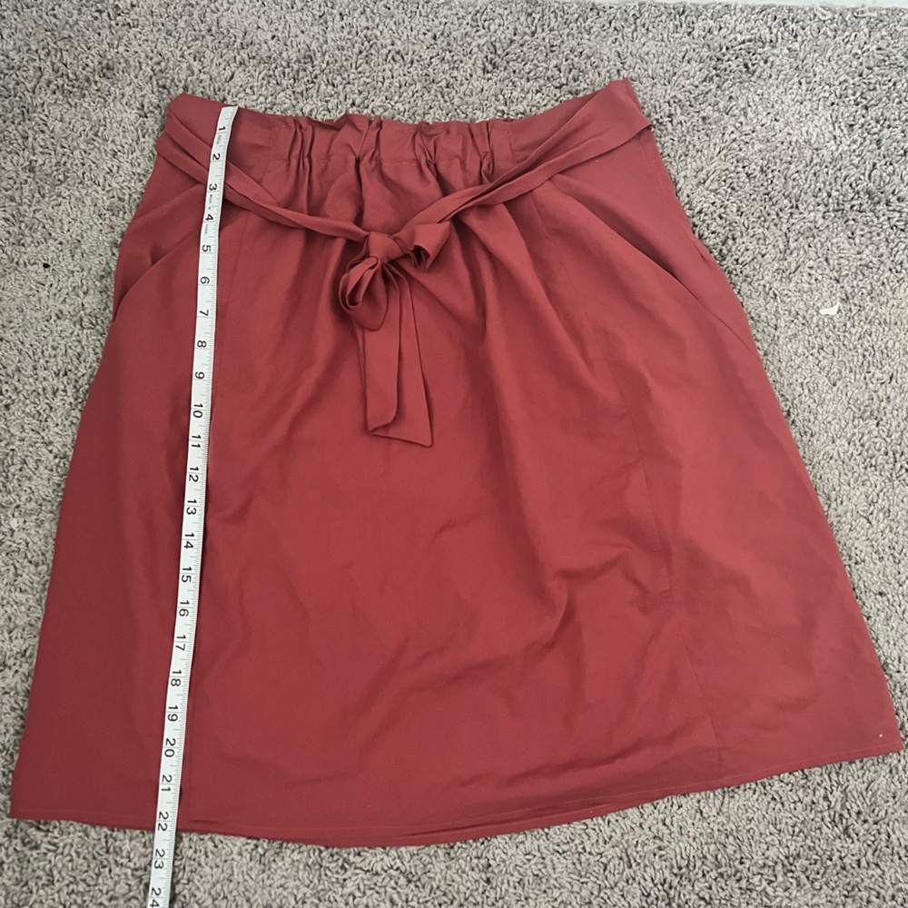EUC NAF NAF Paper Bag Style Skirt in Dark Coral, Medium